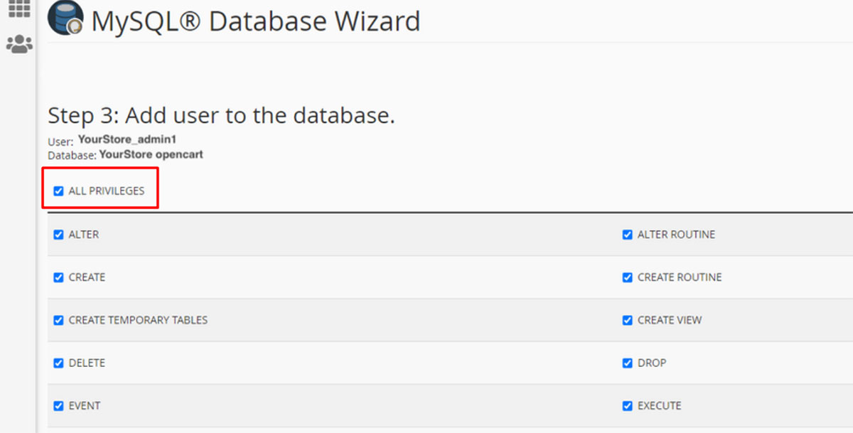 granting db permissions to user