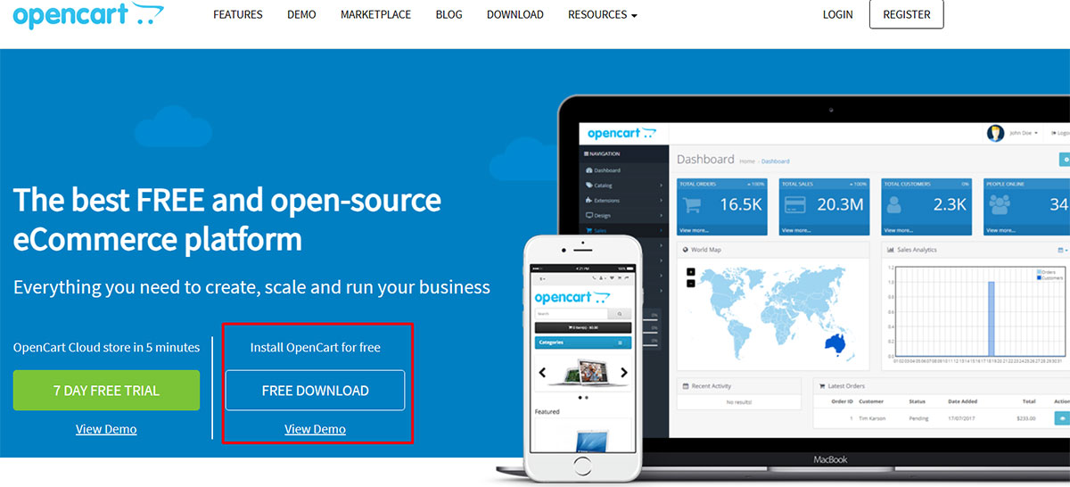 downloading opencart