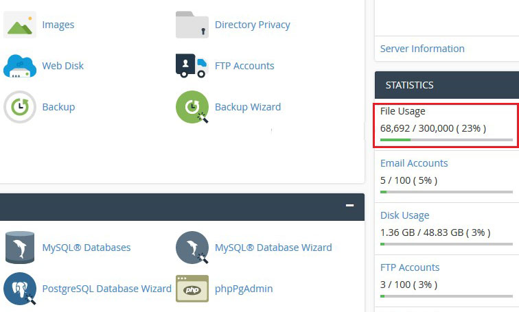 file usage cpanel