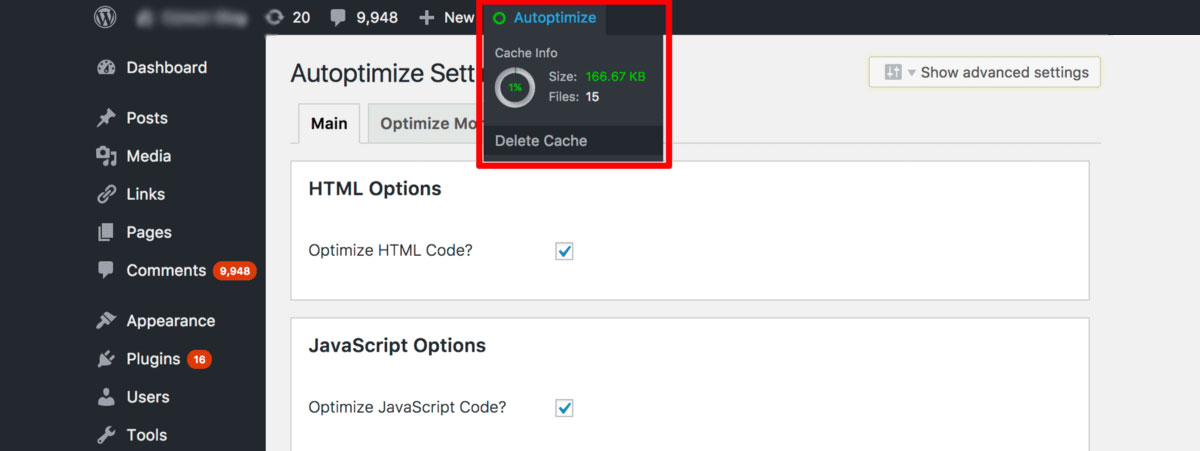 Auto-optimize Delete Cache