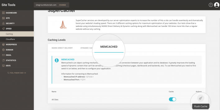 Siteground MemCached Cleared