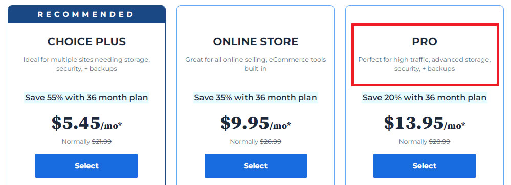 bluehost pro plan