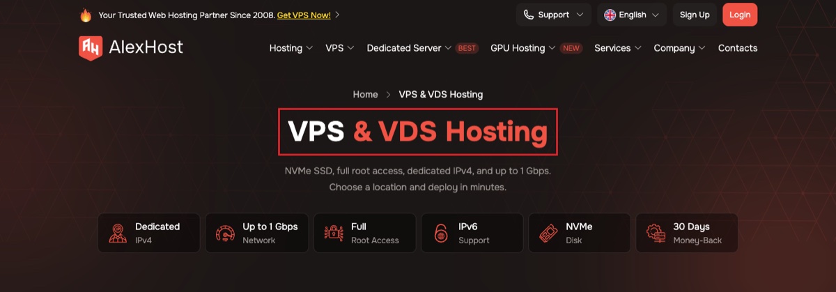 alexhost vps hosting