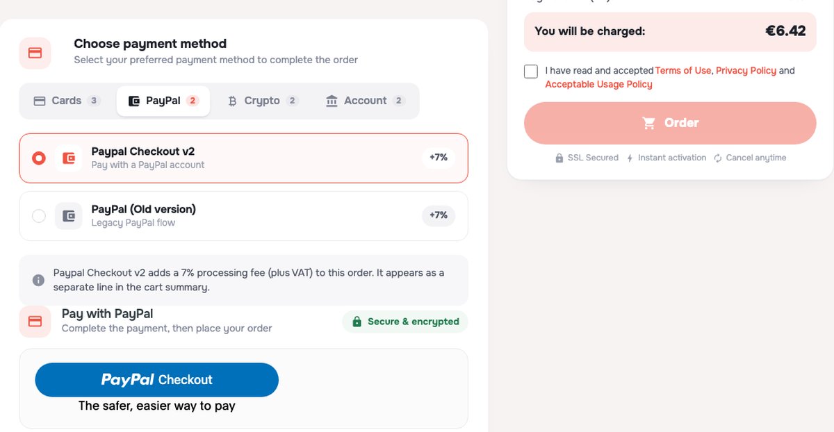 alexhost paypal checkout fee