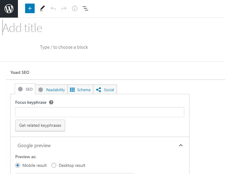 bluehost yoast seo the focus keyphrase