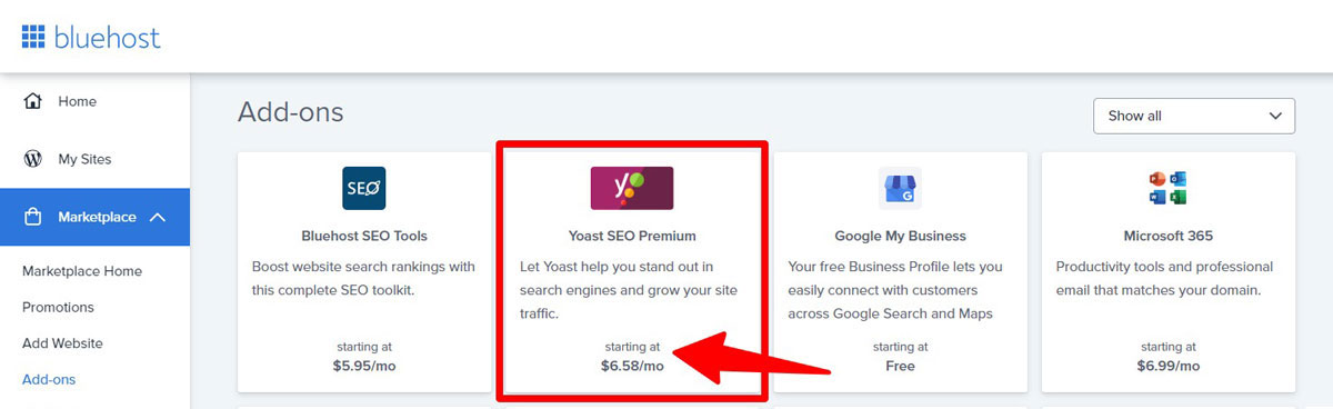 bluehost yoast seo renewal price