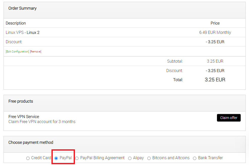 time4vps paypal payment method