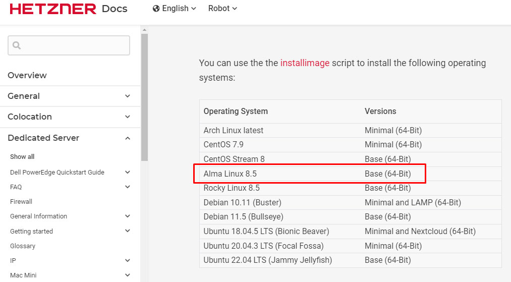 hetzner almalinux cloud