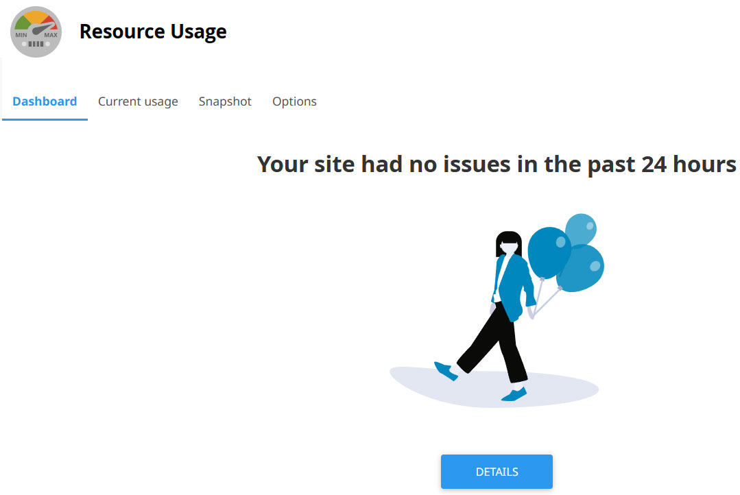cpanel dashboard checking resource usage
