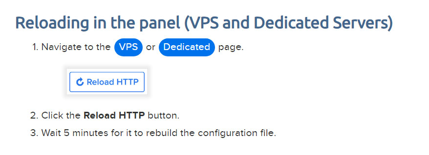 reload http in dreamhost