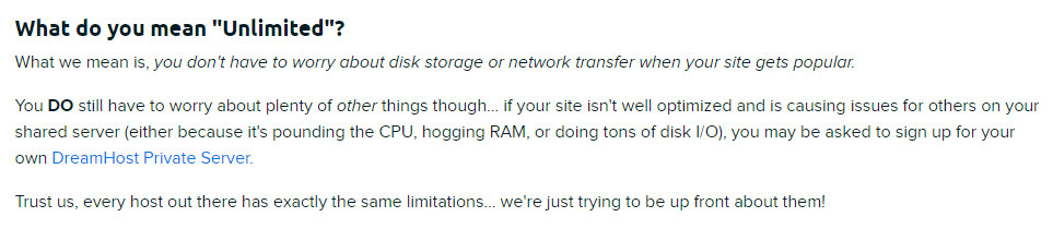 dreamhost unlimited bandwidth terms