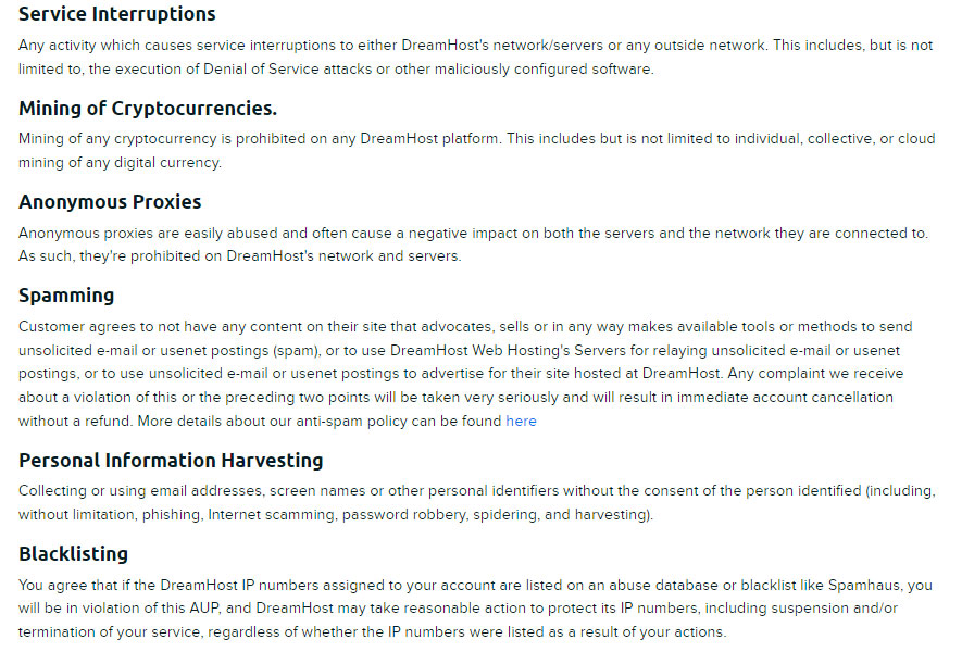 dreamhost bandwidth fair usage terms
