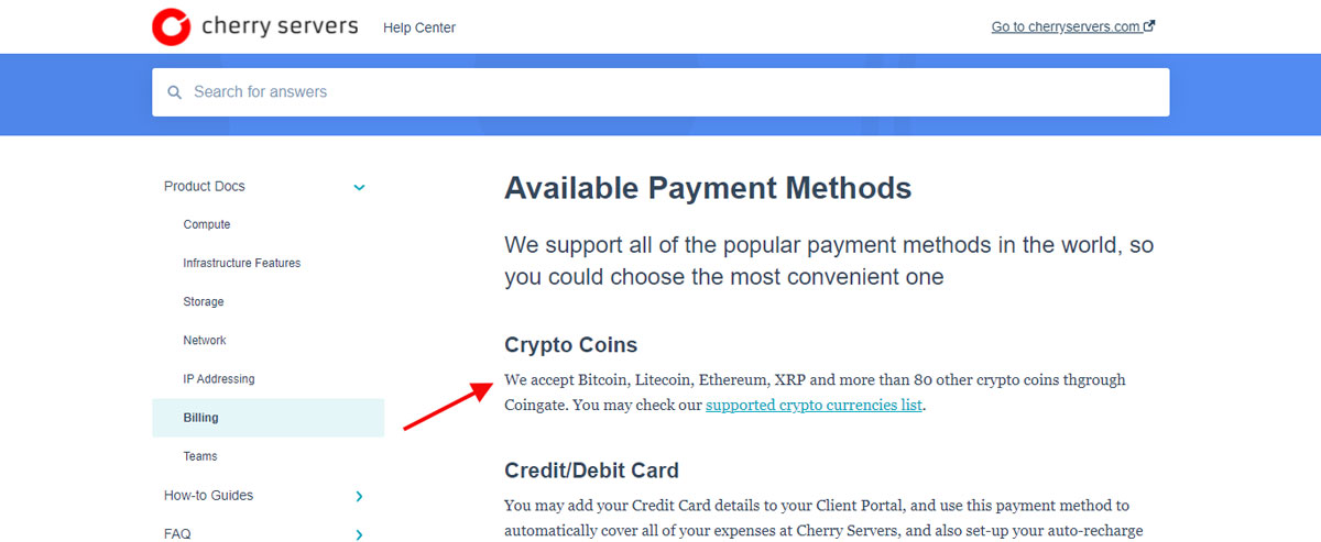 cherryservers available payment methods