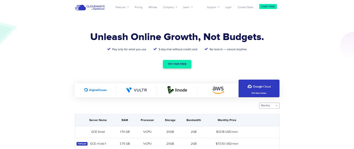 cloudways computing plans