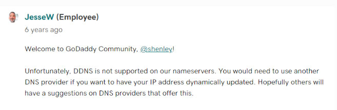 Godaddy Premium Dns - DDNS Not Supported