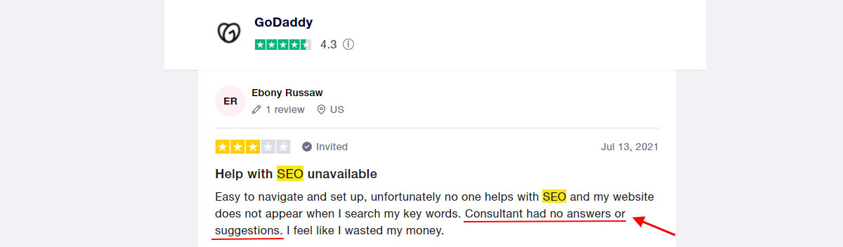 Godaddy TrustPilot Staff Performance Review