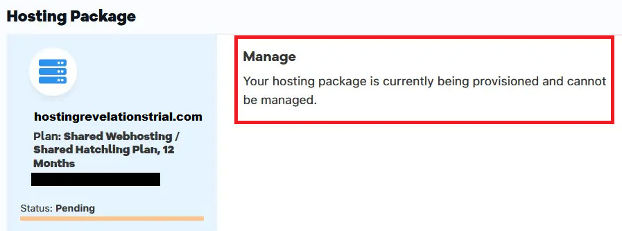 hostgator provisioning status message