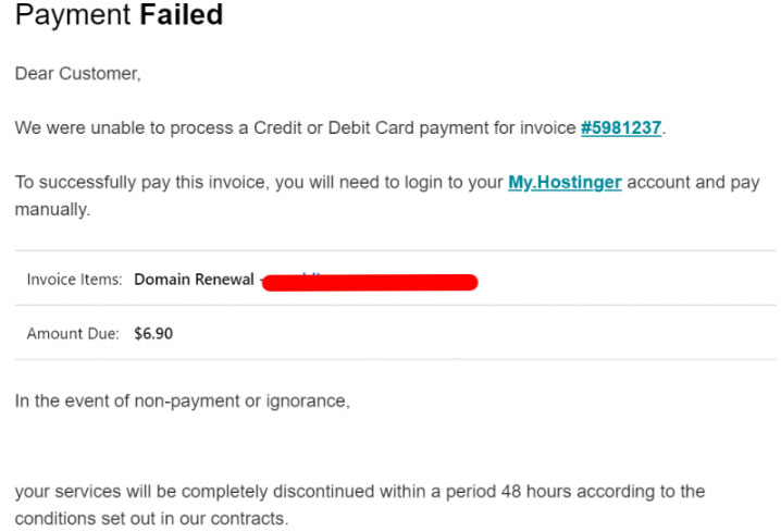 hostinger phishing email