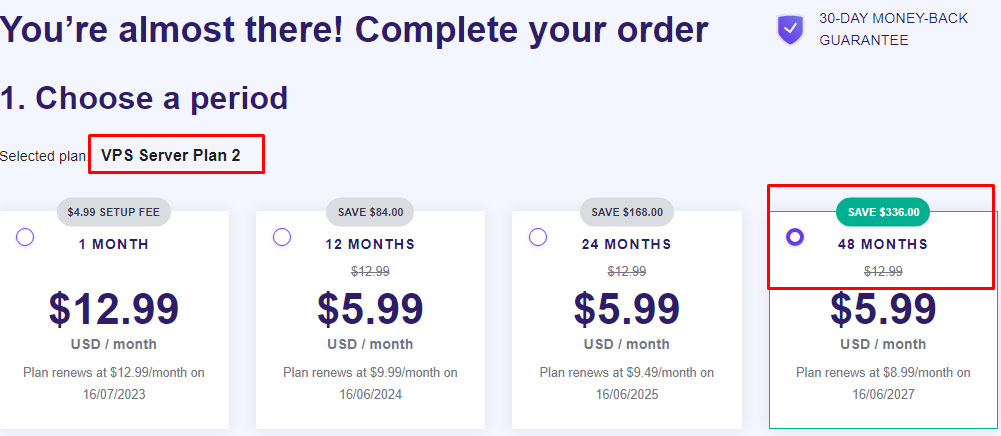 hostinger vps renewal price 48-month