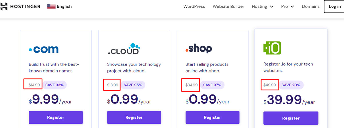 hostinger domain renewal pricing