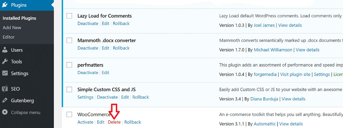 removing unused plugins