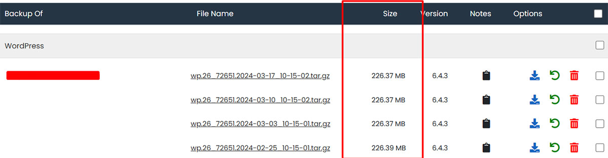 file usage reduction deleting backups