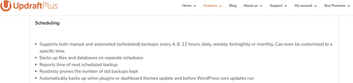 updraftplus backups scheduling
