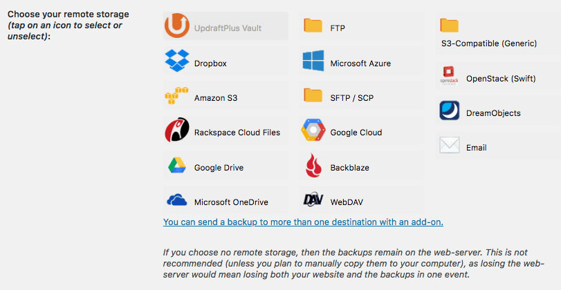 updraftplus cloud storage