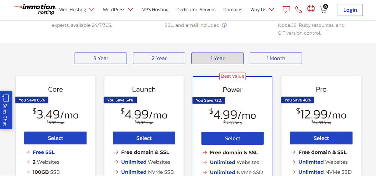 inmotion shared hosting renewal prices