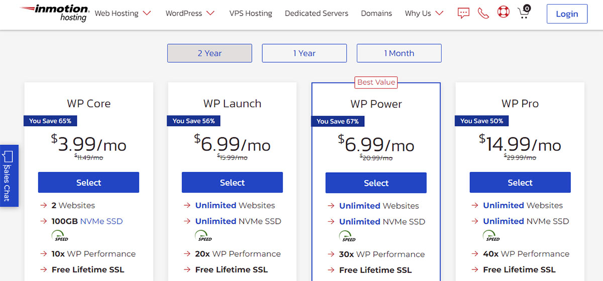 inmotion wordpress hosting plans